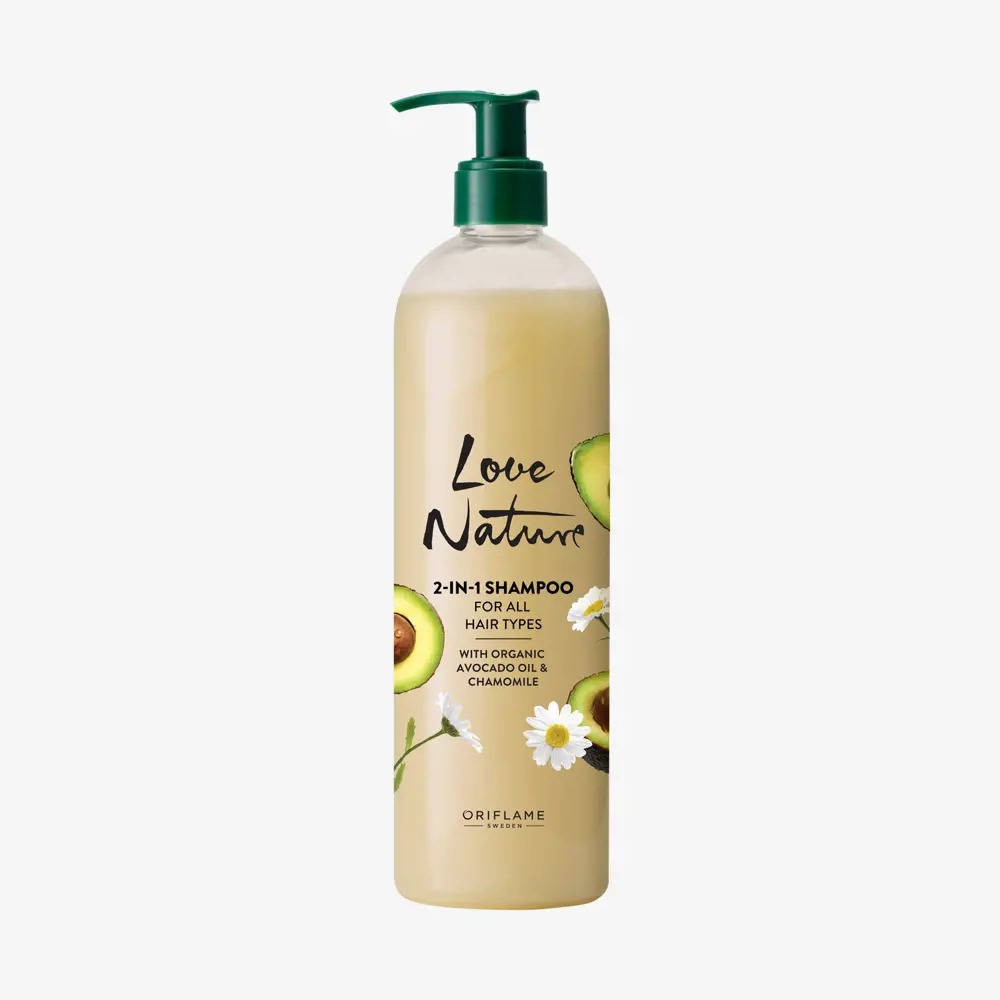 Love Nature Organic Avocado Oil and Chamomile Extract 2 in 1 Shampoo for All Hair Types