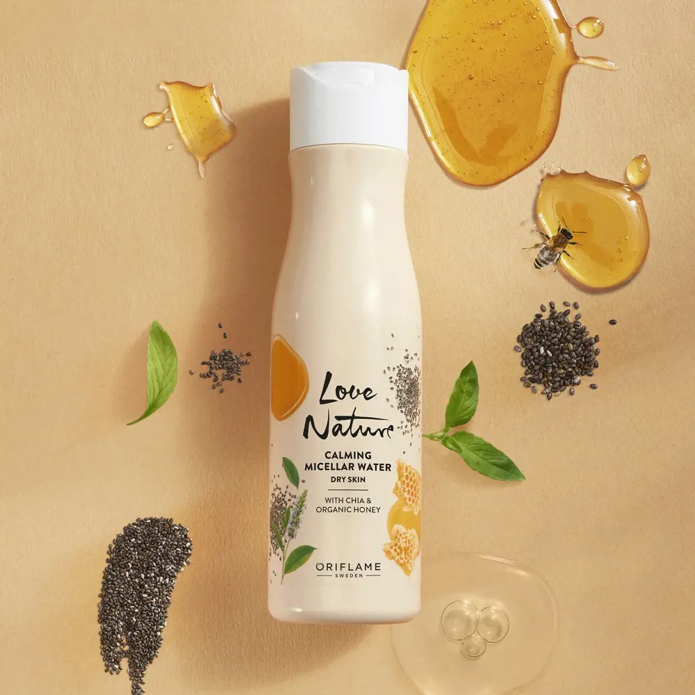 Relaxing Micellar Facial Cleansing Water Containing Love Nature Chia and Organic Honey